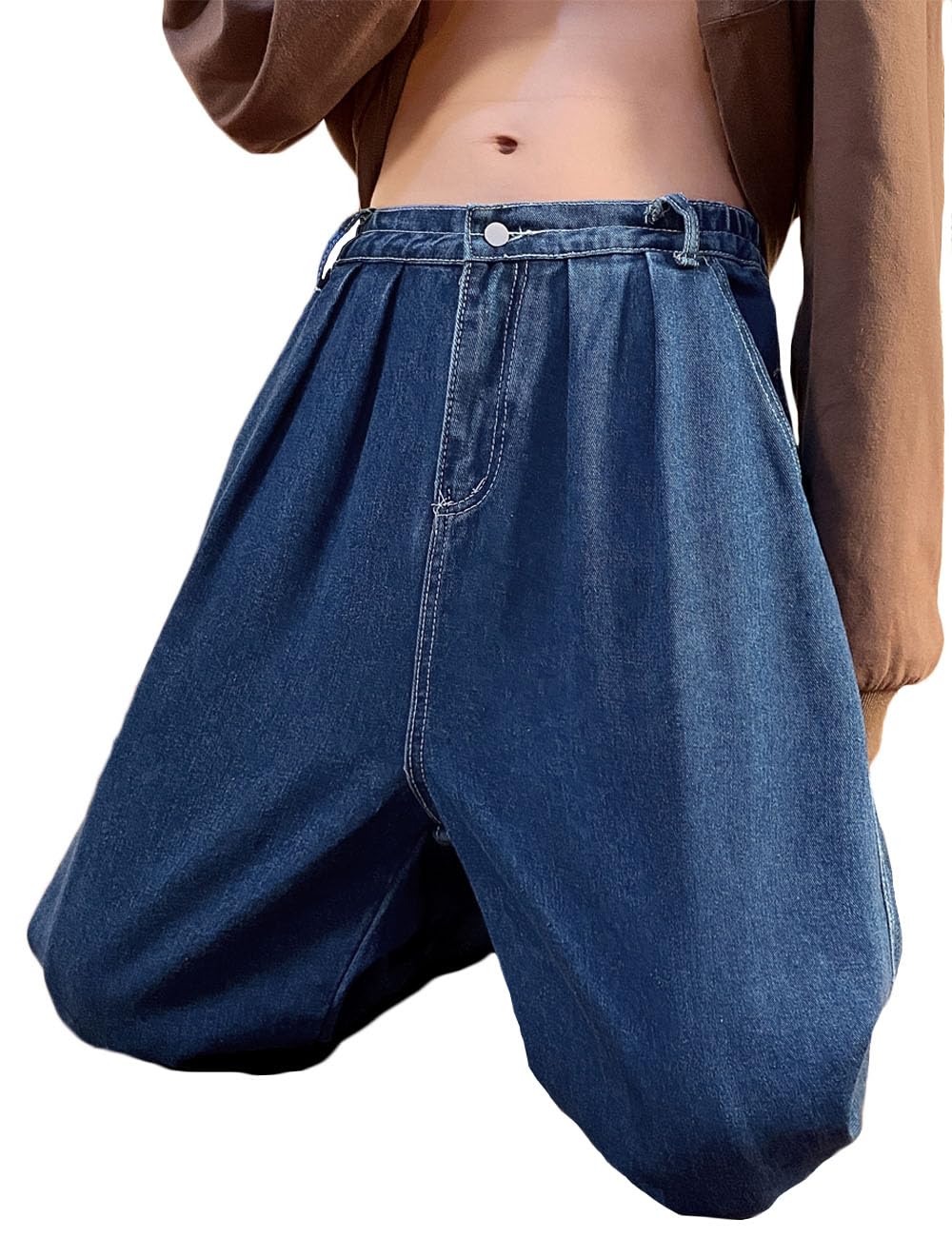 Nutriangee Men's Loose Fit Baggy Jeans Casual Streetwear Wide Leg Hip Hop Oversized Denim Pants Black 32