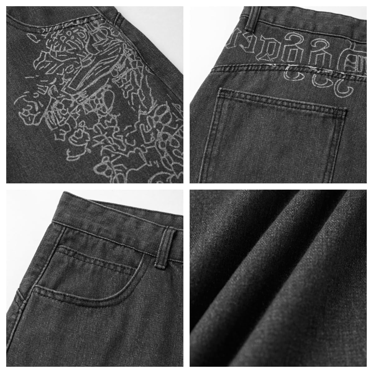 EMMIOL Women Hip Hop Baggy Jeans Wide Leg Mid-Low Waist Jeans Loose Boyfriends Pants 90s Vintage Denim Pants,Back-to-School Outfit
