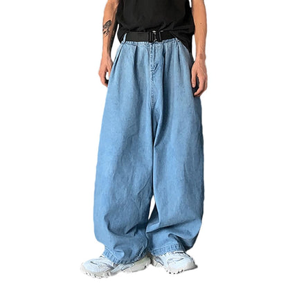 Nutriangee Men's Loose Fit Baggy Jeans Casual Streetwear Wide Leg Hip Hop Oversized Denim Pants Black 32