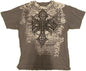 Men's Y2K Vintage T-Shirt Gothic Cross Graphic Print T-Shirt Round Neck Short Sleeve Tops (Medium,Brown)