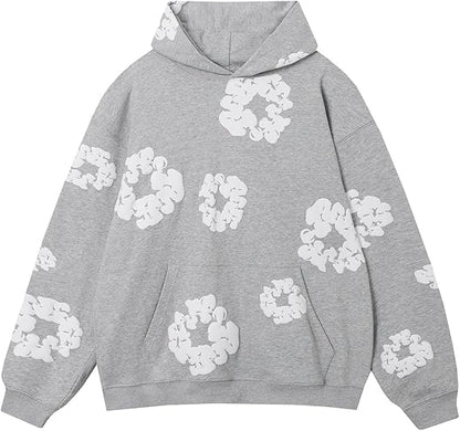 Graphic Hoodies Vintage Printed Hoodie Sweatshirt Casual Oversized Long Sleeve Streetwear Hooded Pullover M Black