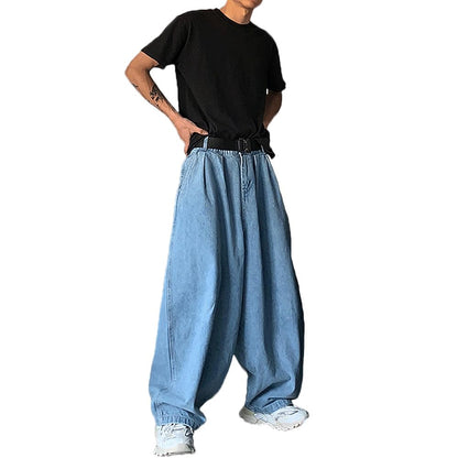 Nutriangee Men's Loose Fit Baggy Jeans Casual Streetwear Wide Leg Hip Hop Oversized Denim Pants Black 32