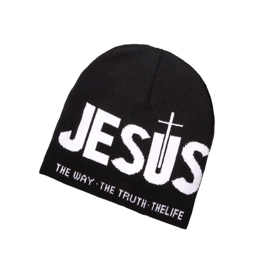 SimplCharm Y2k Beanie for Men Women Knitted Graphic Beanie Warm Winter Skull Cap Gothic Y2k Accessories (Black & White)