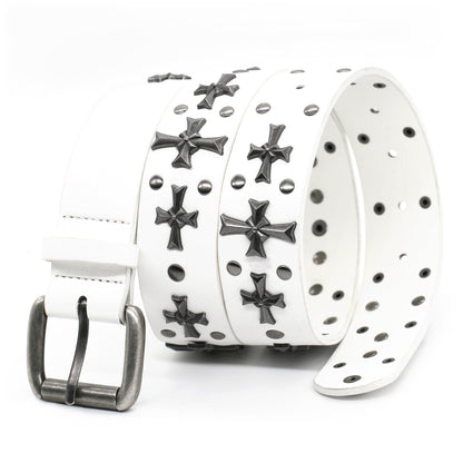 blu&ben Studded Belt for Women Y2K Metal Punk Rock Style Rivet Belts with Cross Rivet for Jeans Pants