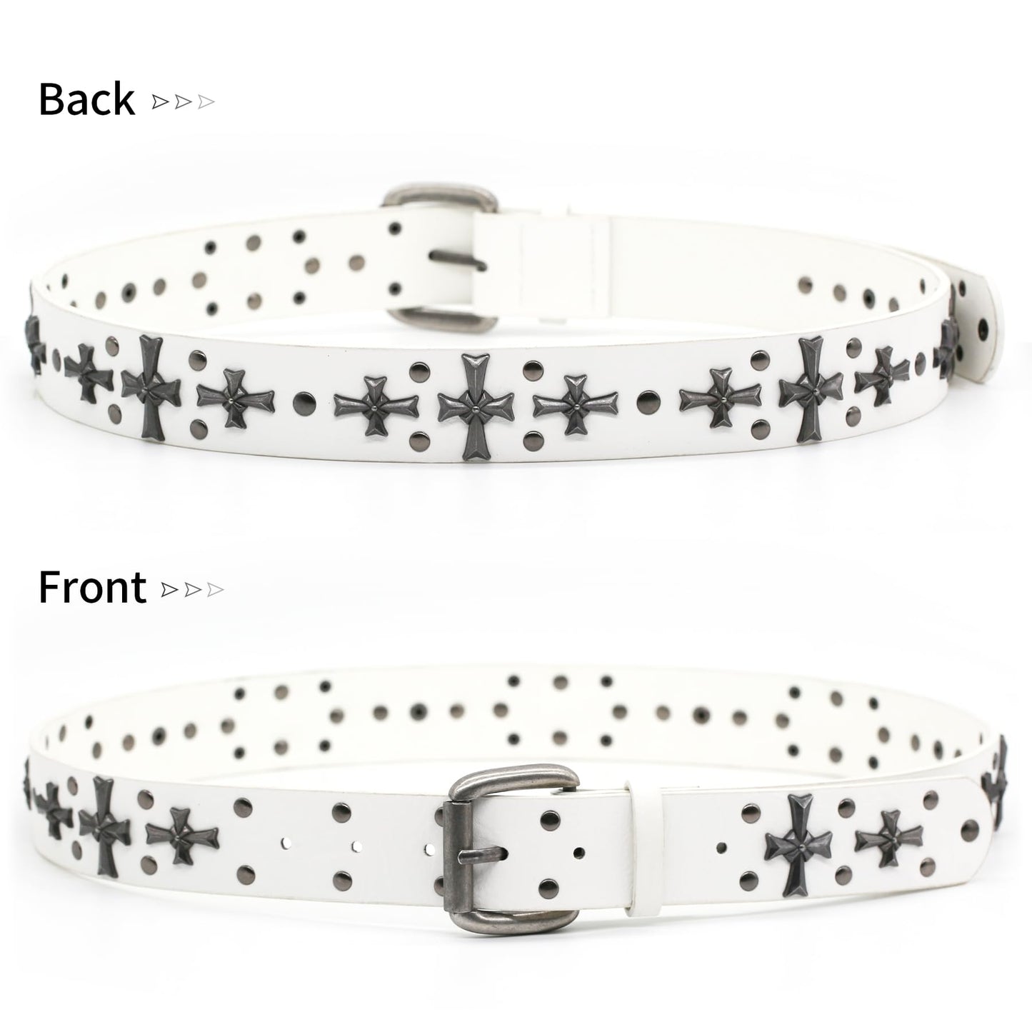 blu&ben Studded Belt for Women Y2K Metal Punk Rock Style Rivet Belts with Cross Rivet for Jeans Pants