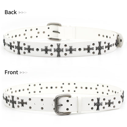 blu&ben Studded Belt for Women Y2K Metal Punk Rock Style Rivet Belts with Cross Rivet for Jeans Pants