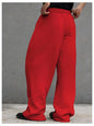OYOANGLE Men's Drawstring Waist Straight Wide Leg Baggy Pants Workout Athletic Sweatpants with Pocket Grey L
