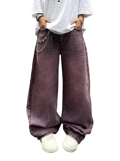 OYICAI Womens Baggy Jeans Wide Leg Denim Pants Y2k 90s Vintage Hip Hop Loose Long Trousers Streetwear High Waist Retro Casual 2000s Oversized Extreme Motion Jinco Skater,H28 Black,Large
