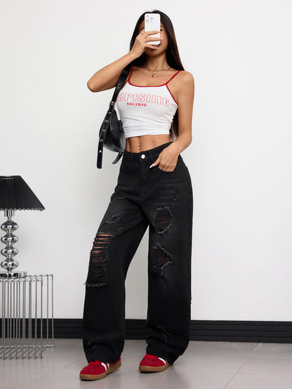 OYICAI Womens Baggy Jeans Wide Leg Denim Pants Y2k 90s Vintage Hip Hop Loose Long Trousers Streetwear High Waist Retro Casual 2000s Oversized Extreme Motion Jinco Skater,H28 Black,Large