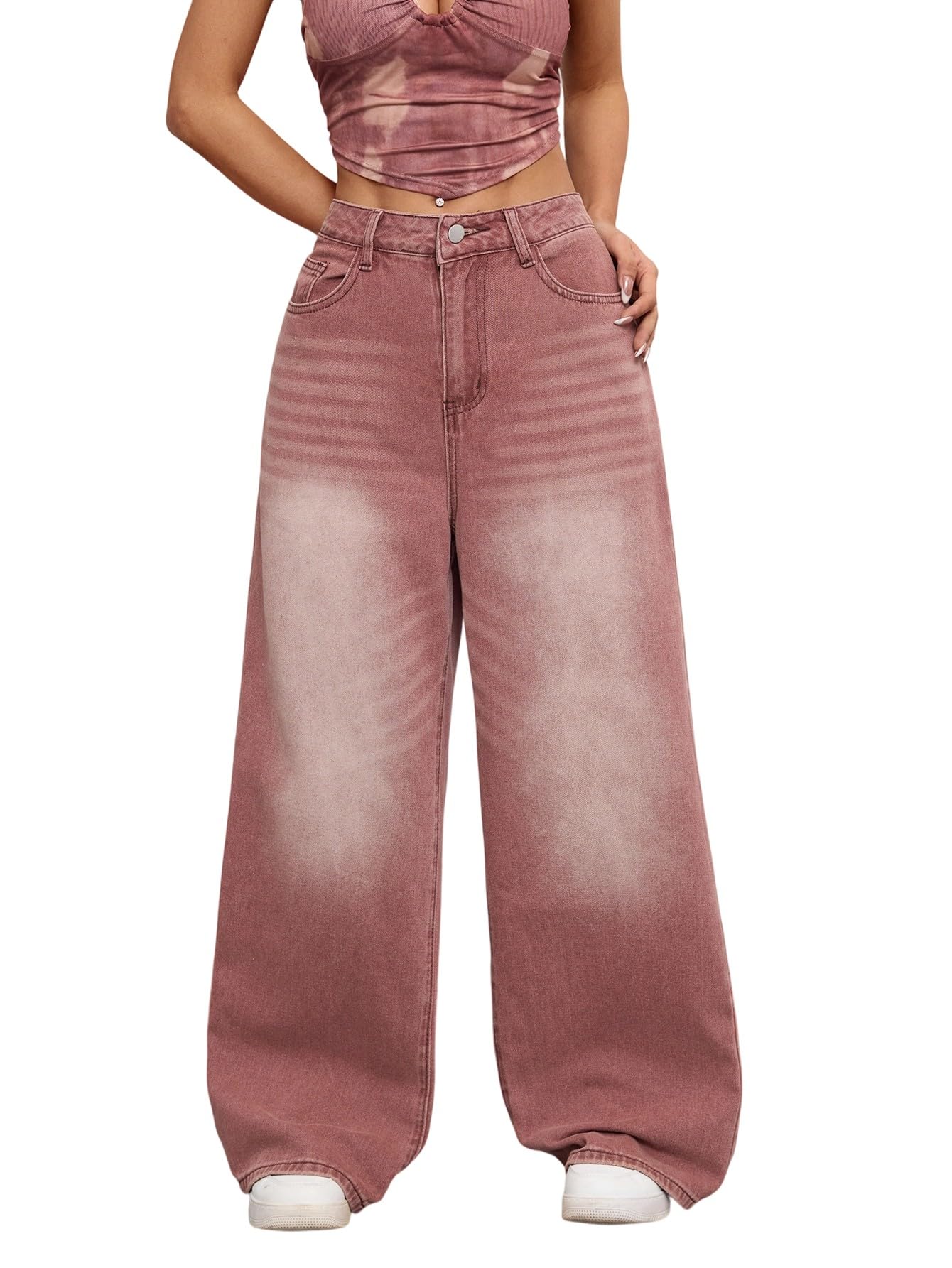 OYICAI Womens Baggy Jeans Wide Leg Denim Pants Y2k 90s Vintage Hip Hop Loose Long Trousers Streetwear High Waist Retro Casual 2000s Oversized Extreme Motion Jinco Skater,H28 Black,Large