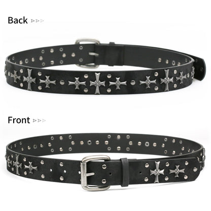 blu&ben Studded Belt for Women Y2K Metal Punk Rock Style Rivet Belts with Cross Rivet for Jeans Pants