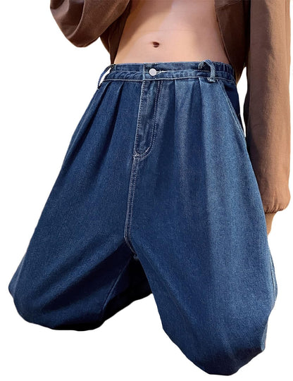Nutriangee Men's Loose Fit Baggy Jeans Casual Streetwear Wide Leg Hip Hop Oversized Denim Pants Black 32