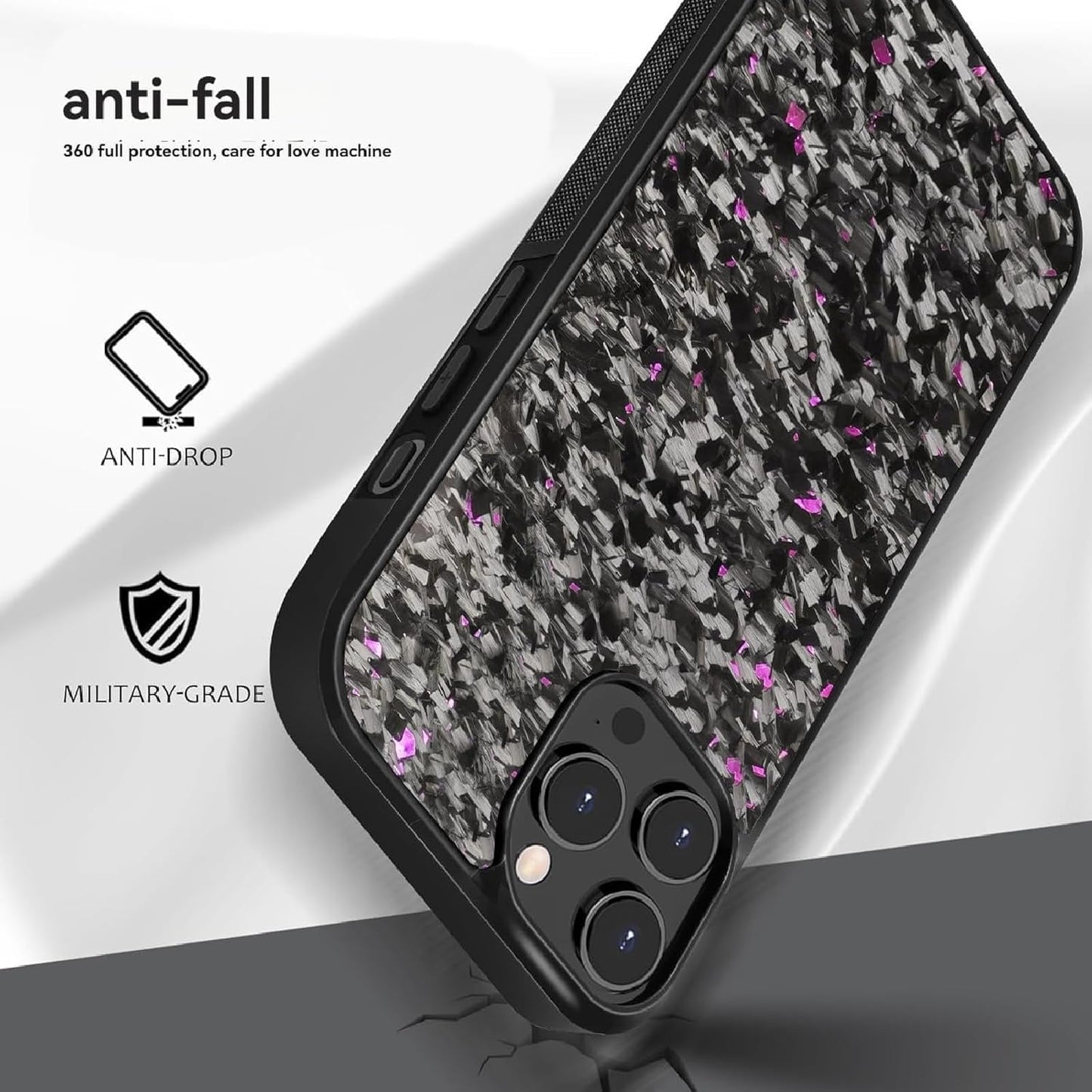 2025 New Forged Carbon Fiber Phone Case，Support Wireless Charging，Anti-Slip Sides，Magnetic All-Inclusive Protective Anti-Fall Case for iPhone 16 15 14 13 12 11 Pro Max (Red, 16 Pro Max)
