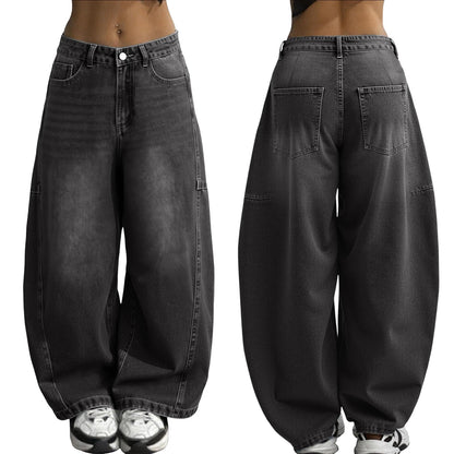 EMMIOL Women Hip Hop Baggy Jeans Wide Leg Mid-Low Waist Jeans Loose Boyfriends Pants 90s Vintage Denim Pants,Back-to-School Outfit