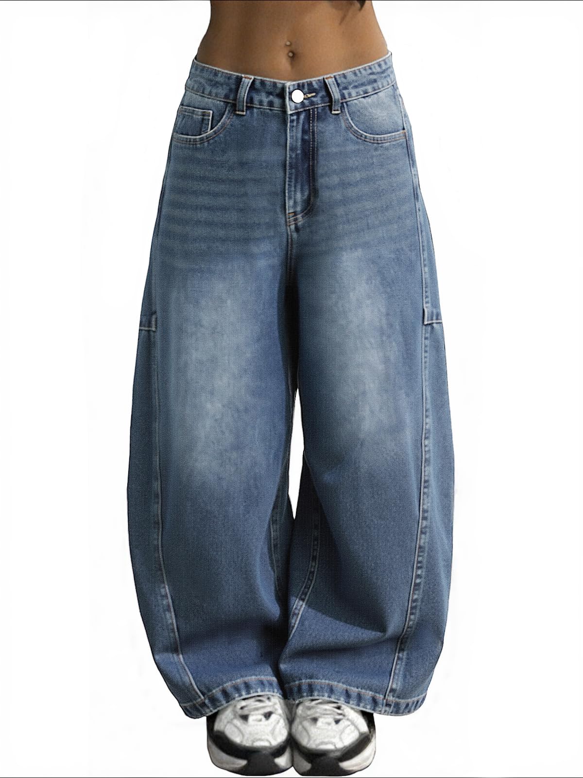 EMMIOL Women Hip Hop Baggy Jeans Wide Leg Mid-Low Waist Jeans Loose Boyfriends Pants 90s Vintage Denim Pants,Back-to-School Outfit