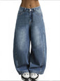 EMMIOL Women Hip Hop Baggy Jeans Wide Leg Mid-Low Waist Jeans Loose Boyfriends Pants 90s Vintage Denim Pants,Back-to-School Outfit