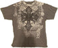 Men's Y2K Vintage T-Shirt Gothic Cross Graphic Print T-Shirt Round Neck Short Sleeve Tops (Medium,Brown)