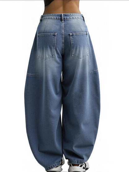 EMMIOL Women Hip Hop Baggy Jeans Wide Leg Mid-Low Waist Jeans Loose Boyfriends Pants 90s Vintage Denim Pants,Back-to-School Outfit