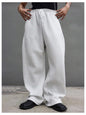 OYOANGLE Men's Drawstring Waist Straight Wide Leg Baggy Pants Workout Athletic Sweatpants with Pocket Grey L