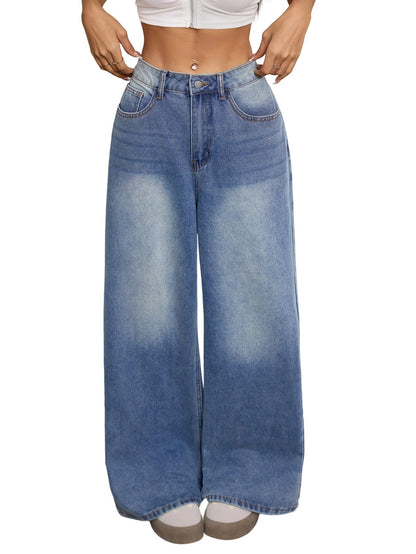 OYICAI Womens Baggy Jeans Wide Leg Denim Pants Y2k 90s Vintage Hip Hop Loose Long Trousers Streetwear High Waist Retro Casual 2000s Oversized Extreme Motion Jinco Skater,H28 Black,Large