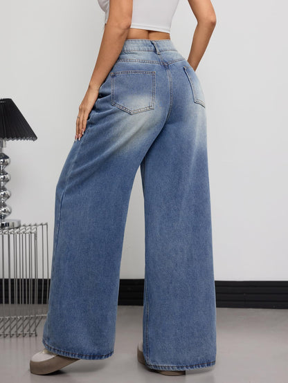 OYICAI Womens Baggy Jeans Wide Leg Denim Pants Y2k 90s Vintage Hip Hop Loose Long Trousers Streetwear High Waist Retro Casual 2000s Oversized Extreme Motion Jinco Skater,H28 Black,Large