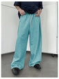 OYOANGLE Men's Drawstring Waist Straight Wide Leg Baggy Pants Workout Athletic Sweatpants with Pocket Grey L