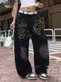 OYICAI Womens Baggy Jeans Wide Leg Denim Pants Y2k 90s Vintage Hip Hop Loose Long Trousers Streetwear High Waist Retro Casual 2000s Oversized Extreme Motion Jinco Skater,H28 Black,Large
