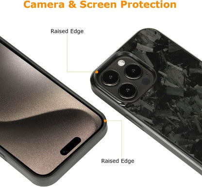 2025 New Forged Carbon Fiber Phone Case，Support Wireless Charging，Anti-Slip Sides，Magnetic All-Inclusive Protective Anti-Fall Case for iPhone 16 15 14 13 12 11 Pro Max (Red, 16 Pro Max)