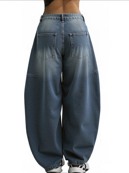 EMMIOL Women Hip Hop Baggy Jeans Wide Leg Mid-Low Waist Jeans Loose Boyfriends Pants 90s Vintage Denim Pants,Back-to-School Outfit