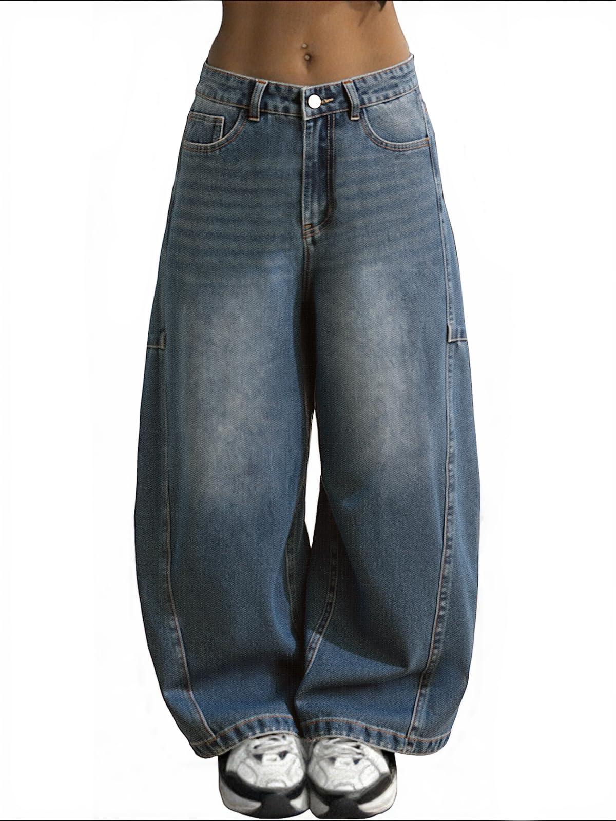 EMMIOL Women Hip Hop Baggy Jeans Wide Leg Mid-Low Waist Jeans Loose Boyfriends Pants 90s Vintage Denim Pants,Back-to-School Outfit