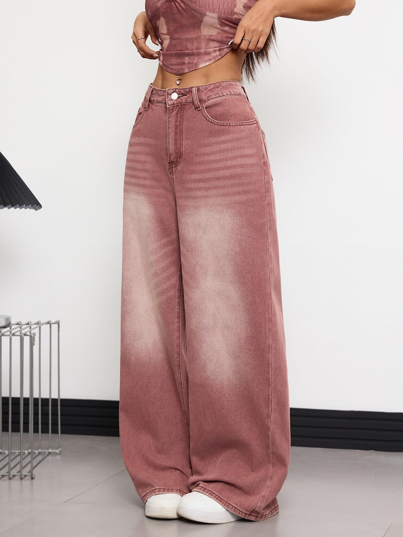 OYICAI Womens Baggy Jeans Wide Leg Denim Pants Y2k 90s Vintage Hip Hop Loose Long Trousers Streetwear High Waist Retro Casual 2000s Oversized Extreme Motion Jinco Skater,H28 Black,Large