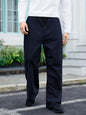 OYOANGLE Men's Drawstring Waist Straight Wide Leg Baggy Pants Workout Athletic Sweatpants with Pocket Grey L