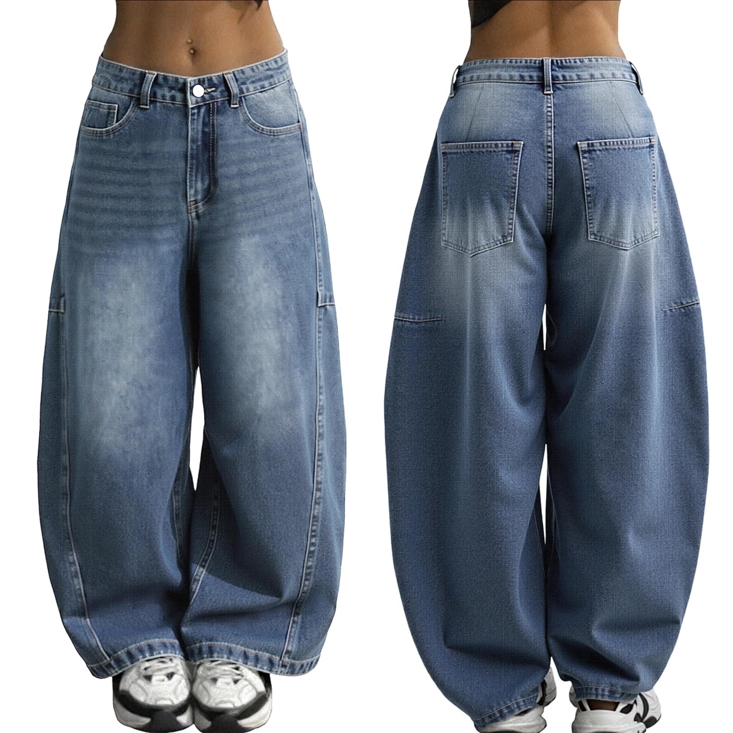 EMMIOL Women Hip Hop Baggy Jeans Wide Leg Mid-Low Waist Jeans Loose Boyfriends Pants 90s Vintage Denim Pants,Back-to-School Outfit