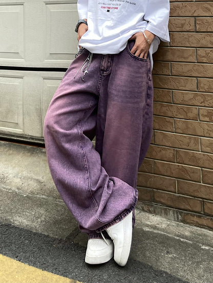 OYICAI Womens Baggy Jeans Wide Leg Denim Pants Y2k 90s Vintage Hip Hop Loose Long Trousers Streetwear High Waist Retro Casual 2000s Oversized Extreme Motion Jinco Skater,H28 Black,Large