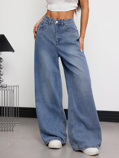 OYICAI Womens Baggy Jeans Wide Leg Denim Pants Y2k 90s Vintage Hip Hop Loose Long Trousers Streetwear High Waist Retro Casual 2000s Oversized Extreme Motion Jinco Skater,H28 Black,Large